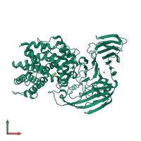 PDB entry 1j0n coloured by chain, front view.