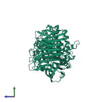 PDB entry 1j0n coloured by chain, side view.