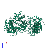 PDB entry 1j0n coloured by chain, top view.