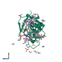 PDB entry 1j0p coloured by chain, side view.