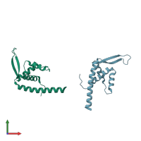 PDB entry 1j0r coloured by chain, front view.