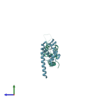 PDB entry 1j0r coloured by chain, side view.