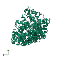 PDB entry 1j0t coloured by chain, ensemble of 10 models, side view.