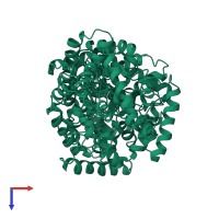 PDB entry 1j0t coloured by chain, ensemble of 10 models, top view.