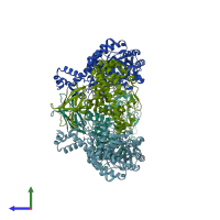 PDB entry 1j0y coloured by chain, side view.