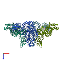 PDB entry 1j0y coloured by chain, top view.