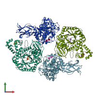 PDB entry 1j0z coloured by chain, front view.