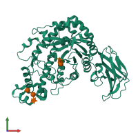 Monomeric assembly 2 of PDB entry 1j10 coloured by chemically distinct molecules, front view.
