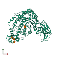 Monomeric assembly 4 of PDB entry 1j10 coloured by chemically distinct molecules, front view.