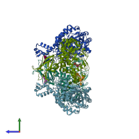PDB entry 1j10 coloured by chain, side view.