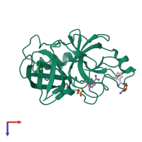 PDB entry 1j15 coloured by chain, top view.