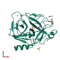 PDB entry 1j16 coloured by chain, front view.