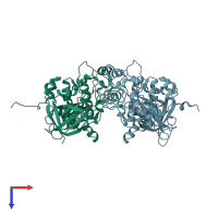 PDB entry 1j1b coloured by chain, top view.