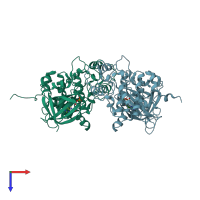 PDB entry 1j1c coloured by chain, top view.