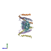 PDB entry 1j1d coloured by chain, side view.