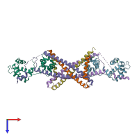 PDB entry 1j1d coloured by chain, top view.