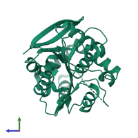 PDB entry 1j1i coloured by chain, side view.