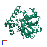 PDB entry 1j1i coloured by chain, top view.