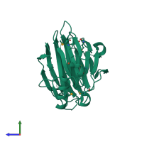 PDB entry 1j1l coloured by chain, side view.