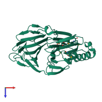 PDB entry 1j1l coloured by chain, top view.