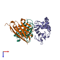 PDB entry 1j1o coloured by chain, top view.