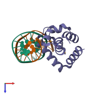 PDB entry 1j1v coloured by chain, top view.