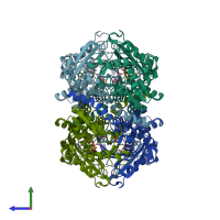 PDB entry 1j1z coloured by chain, side view.