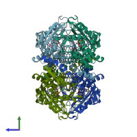 PDB entry 1j20 coloured by chain, side view.