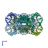 PDB entry 1j20 coloured by chain, top view.