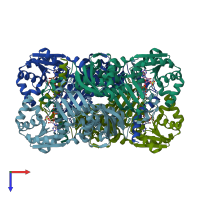 PDB entry 1j20 coloured by chain, top view.