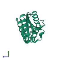 PDB entry 1j23 coloured by chain, side view.