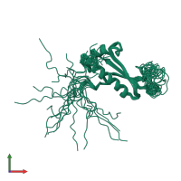 PDB entry 1j26 coloured by chain, ensemble of 20 models, front view.