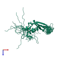 PDB entry 1j26 coloured by chain, ensemble of 20 models, top view.