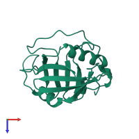 PDB entry 1j2a coloured by chain, top view.
