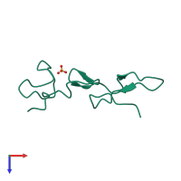 PDB entry 1j2l coloured by chain, top view.