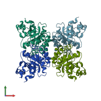 PDB entry 1j2w coloured by chain, front view.