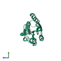 PDB entry 1j2y coloured by chain, side view.