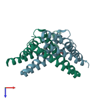 PDB entry 1j30 coloured by chain, top view.