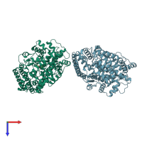 PDB entry 1j37 coloured by chain, top view.