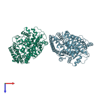PDB entry 1j38 coloured by chain, top view.