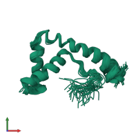 PDB entry 1j3c coloured by chain, ensemble of 30 models, front view.