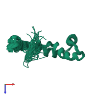 PDB entry 1j3d coloured by chain, ensemble of 30 models, top view.