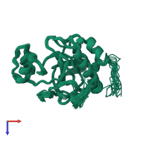 PDB entry 1j3g coloured by chain, ensemble of 20 models, top view.