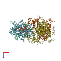 PDB entry 1j3i coloured by chain, top view.