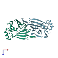 PDB entry 1j3p coloured by chain, top view.