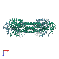 PDB entry 1j3u coloured by chain, top view.