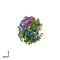 PDB entry 1j3y coloured by chain, side view.