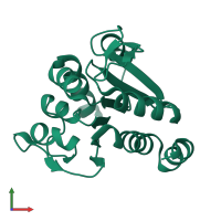 Monomeric assembly 1 of PDB entry 1j42 coloured by chemically distinct molecules, front view.