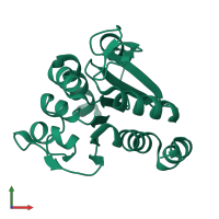 PDB entry 1j42 coloured by chain, front view.