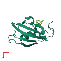 PDB entry 1j4i coloured by chain, top view.